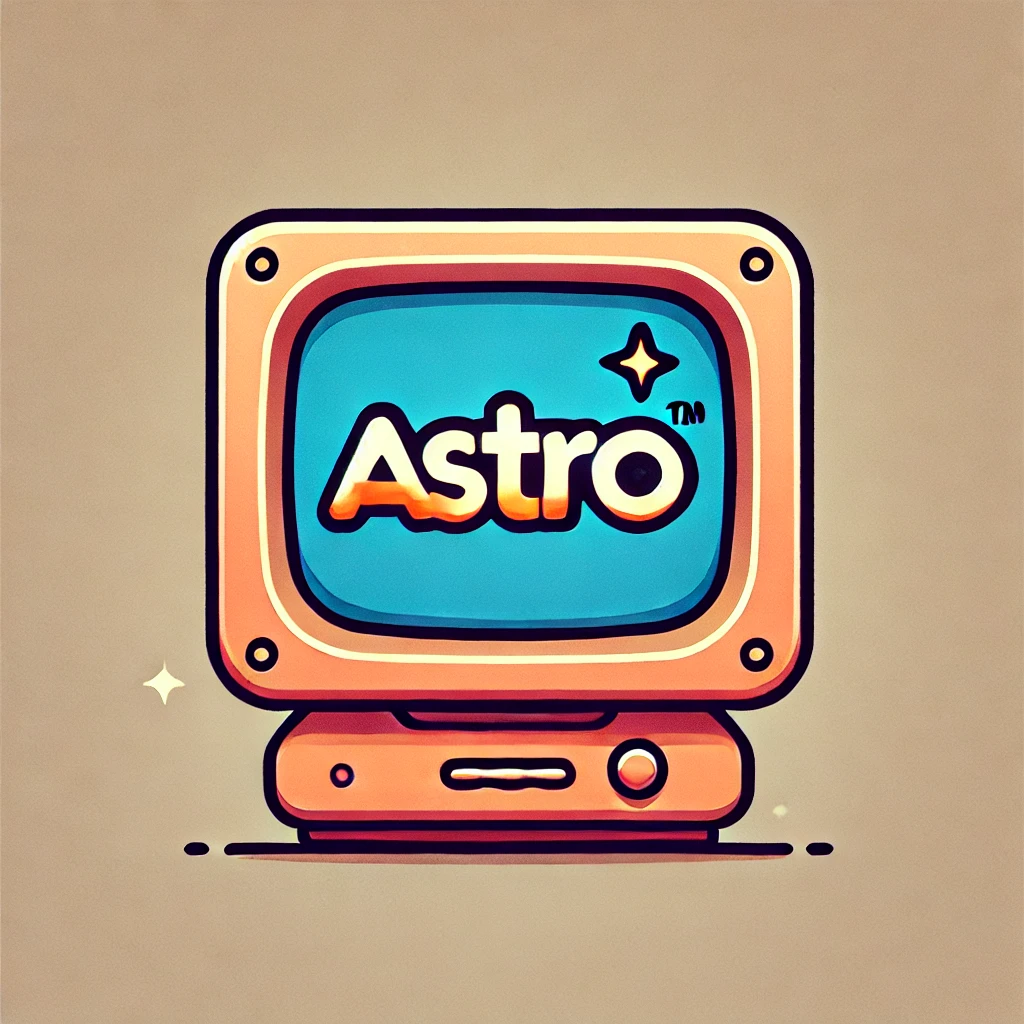 The Astro logo on a retro computer screen.