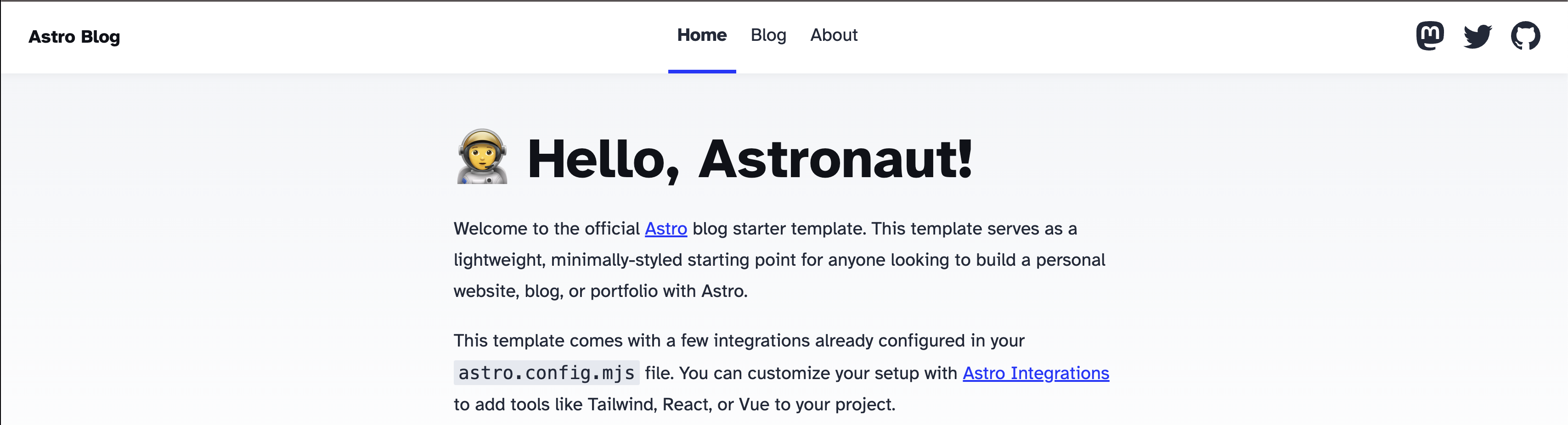 Screenshot of Astro blgo template