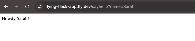 Screenshot of Flask app running on fly.io